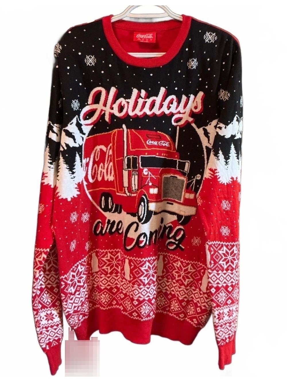 Coca-Cola Holidays are Coming Christmas Sweater 100% Cotton XXL